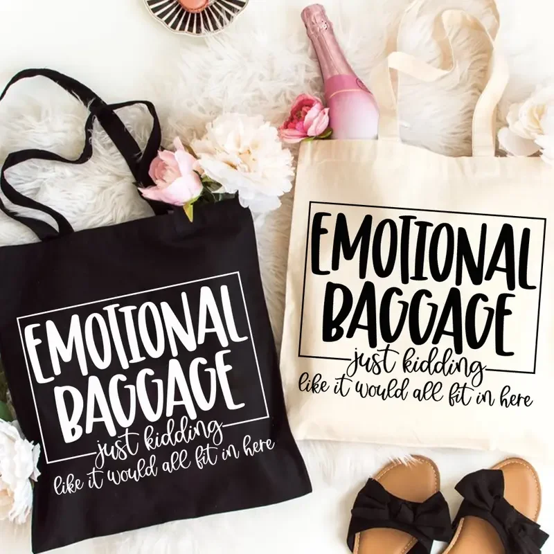 

Fun Emotion Canvas Bag, Funny Gift, Emotional Baggage Printed Trendy bag for Outdoor Picnics, Parties, Traveling, Shopping