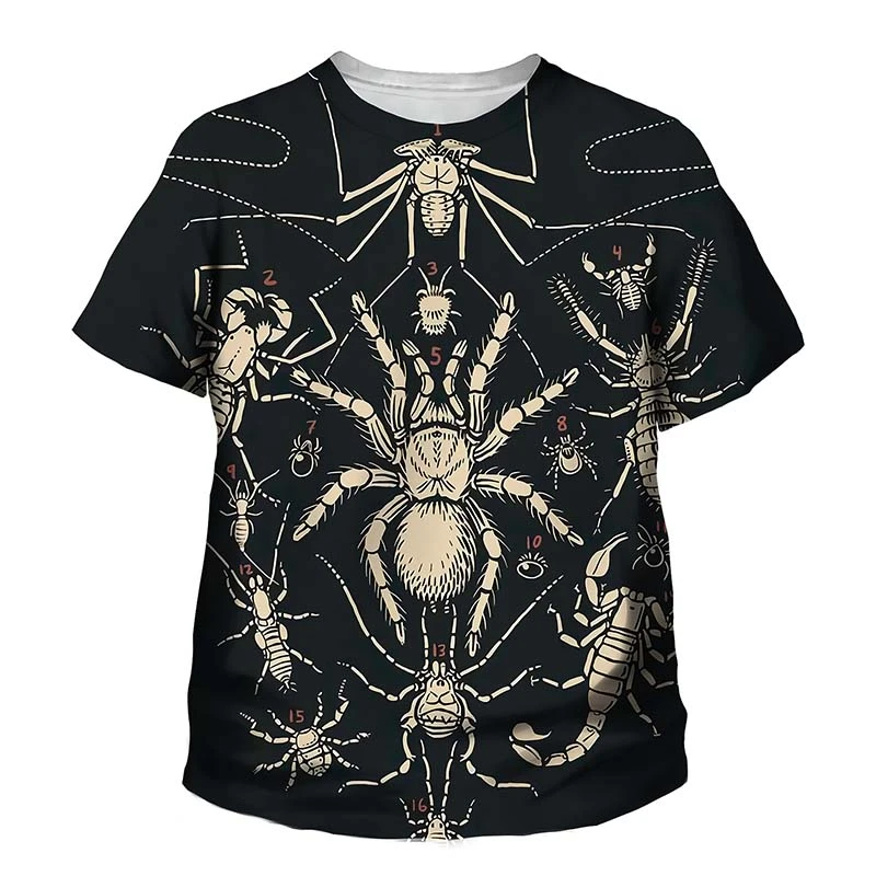 

Fashion Spider Insect Graphic T-shirts Male 3D Print Men Women Short Sleeve O-Neck T Shirt Oversized Y2k Street Men's Clothing