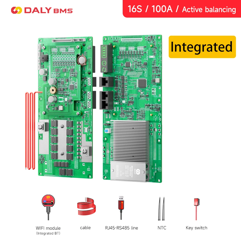 DALY Smart BMS Energie-omvormer BMS Actieve Balancer 8S 24V 16S 48V 100A Li-ion/Lifepo4 Batterij BMS voor Deye Victron Omvormer