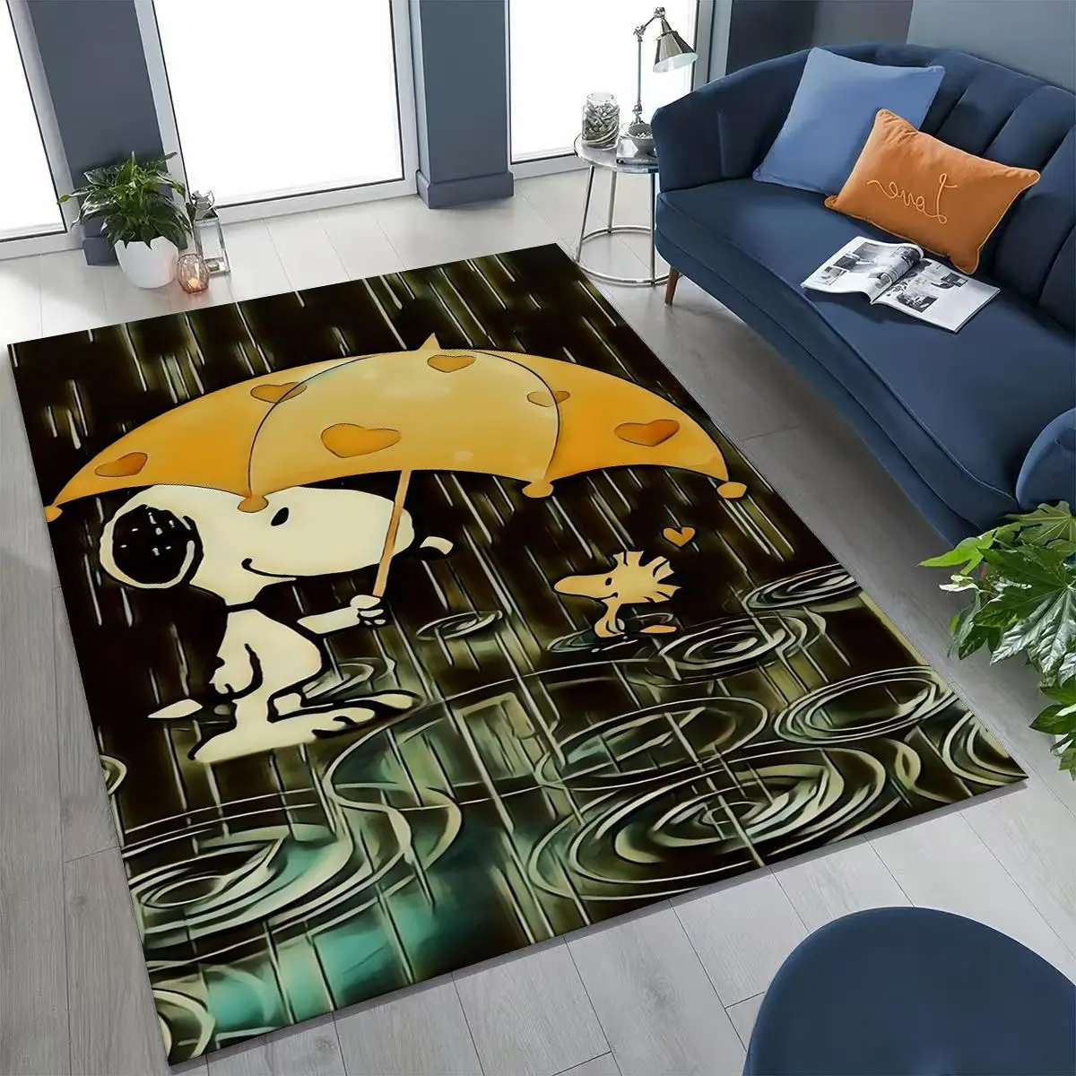 

3D Cute Snoopy Dog Peanuts Art Cartoon Art Rug for Bedroom Living Room Sofa Home Doormat Decor, Large Kids Non-slip Floor Mat