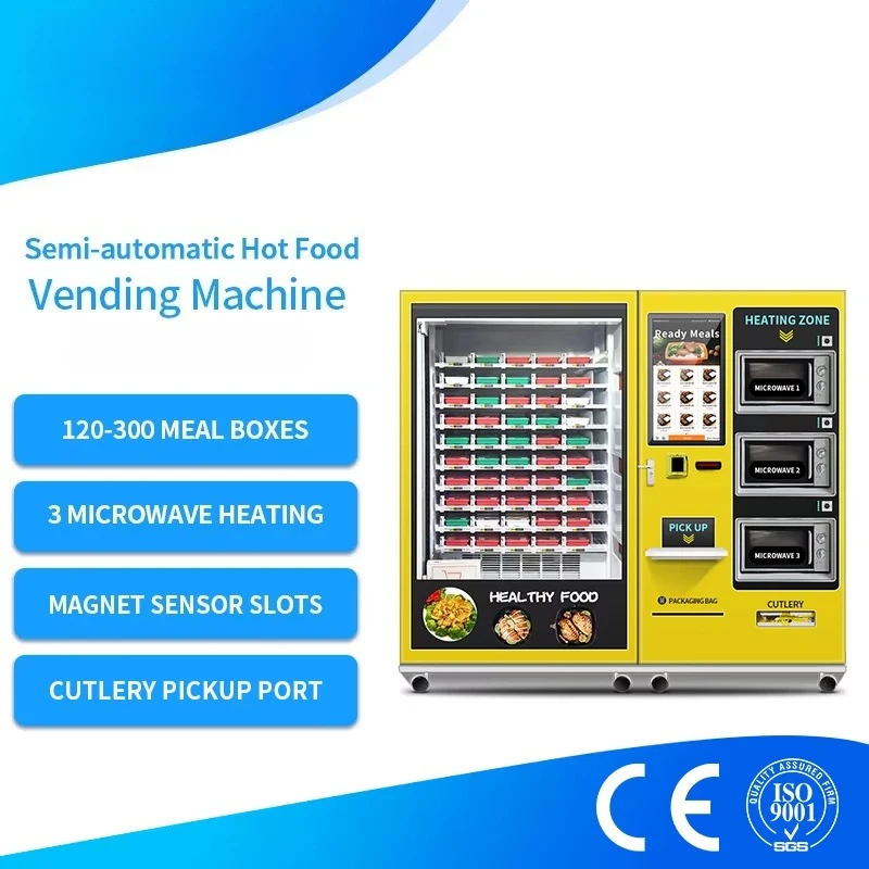 تخصيص الصالة الرياضية الغذاء الصحي آلة بيع النظام الغذائي المغذي شبه التلقائي مخصص آلة بيع الأطعمة الساخنة مع 3 الميكروويف
