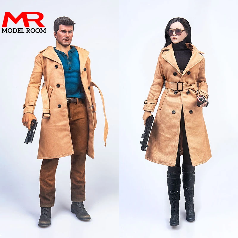 TYM144 1/6 Scale Male Female Classic Trench Coat Windbreak Clothes Model Fit 12'' Soldier Action Figure Body Dolls