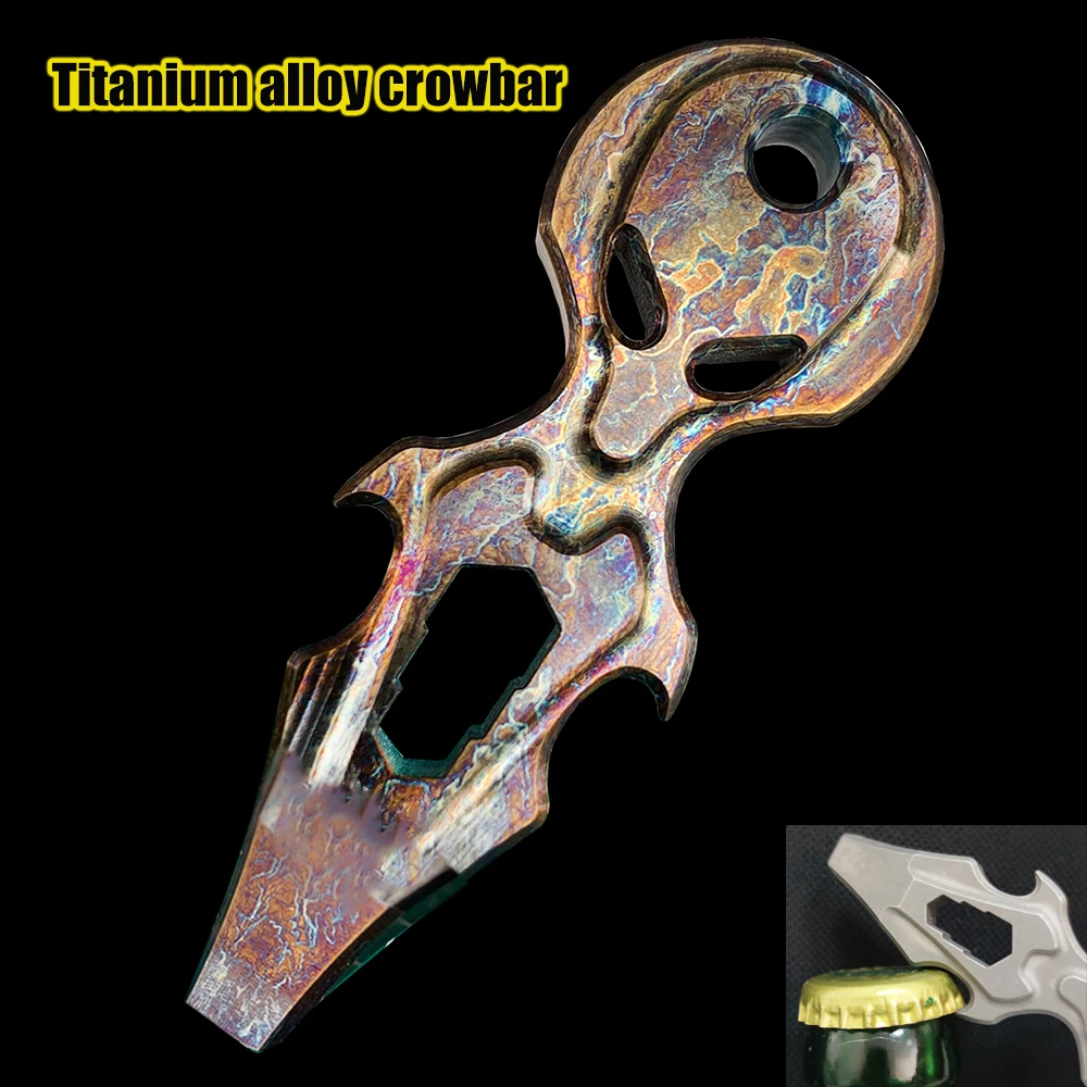 

8CM TC4 Titanium Alloy Crowbar M6/M8/M10 Wrench Keychain Pendant Bottle Opener Delivery Gadget Self-defence EDC Tool Color