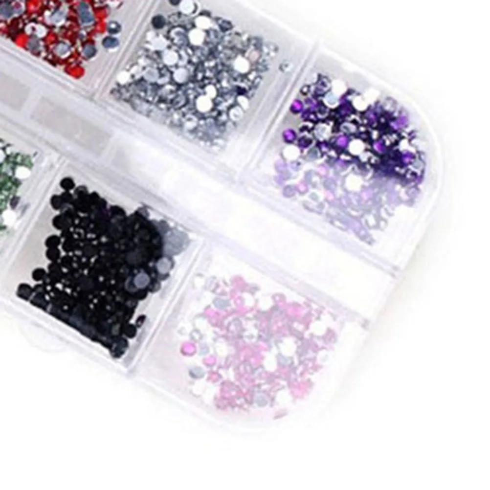 

1 Box 12 Colors Colorful Nail Rhinestones Acrylic Art Decor Shiny Crystal Diy Drop Drill For Home Salon Phone Case Body Jewelry