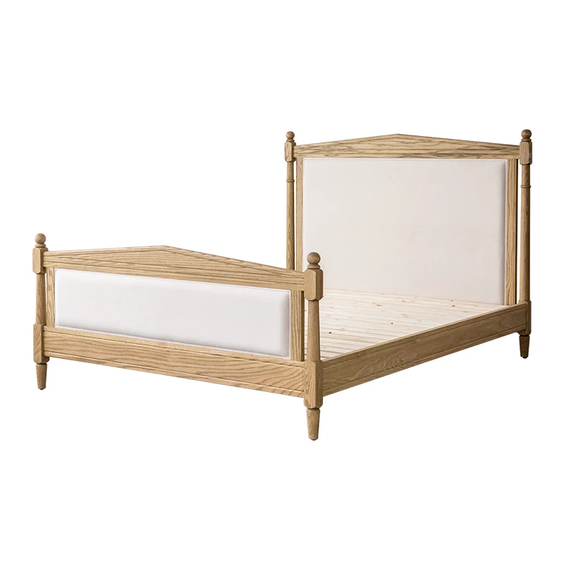 

European original single American country French export oak soft bag single double bed European double bed triangular solid wood
