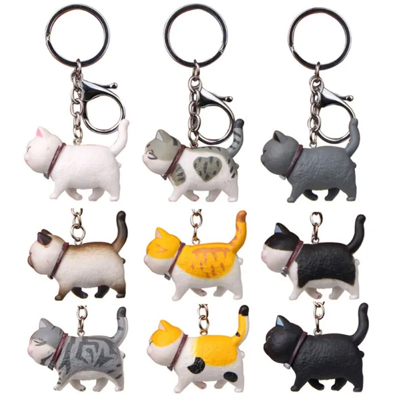 

Funny PVC Kitten Keychain Cosplay Cartoon Cute Cat Shaped Pendant Creative Metal Animal Anime Keyring Couple Handbags Xmas Gift