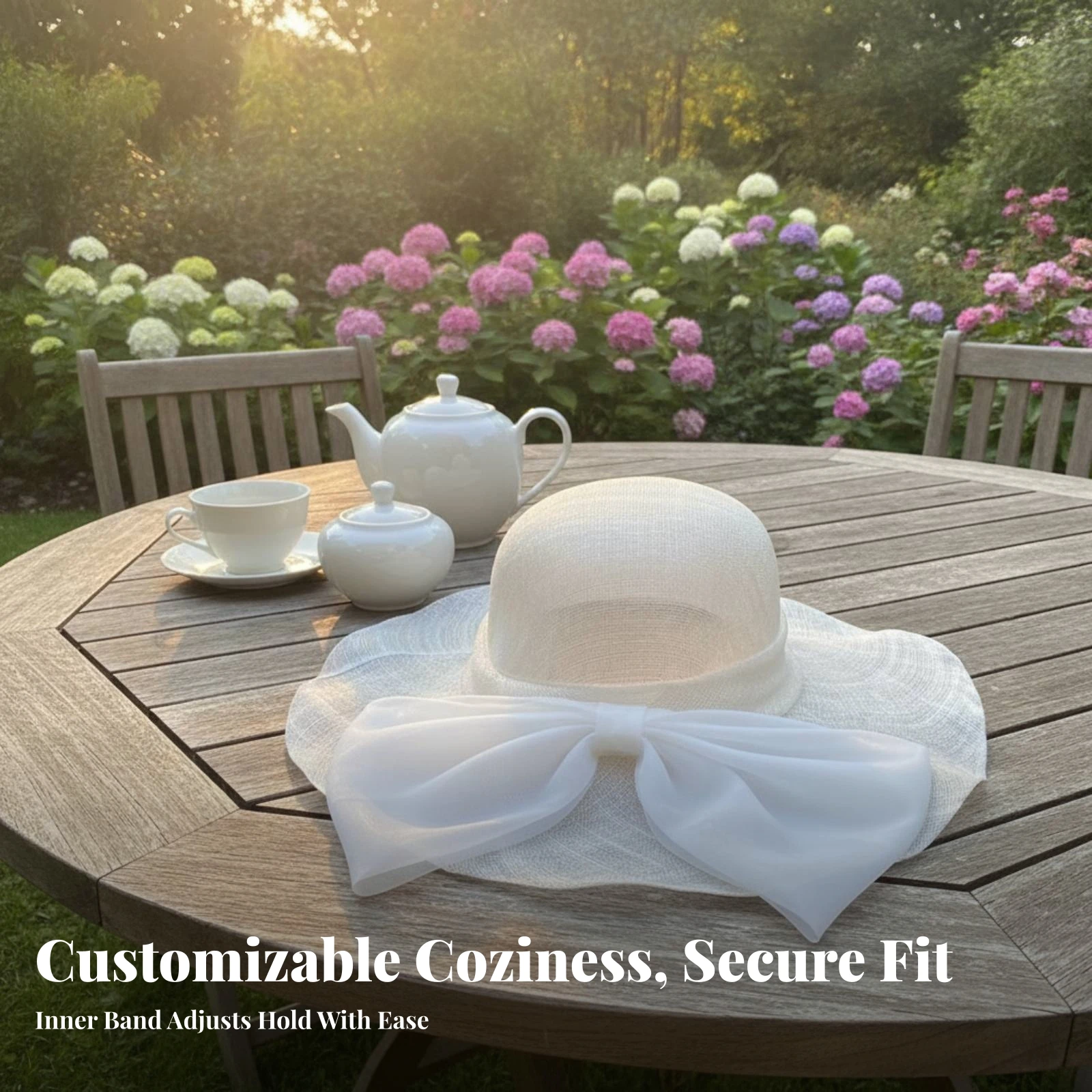Wide-Brim Sun Hat UPF 50+ Sun Hat with Bow Comfortable Cool for Women, Garden Party, Beach