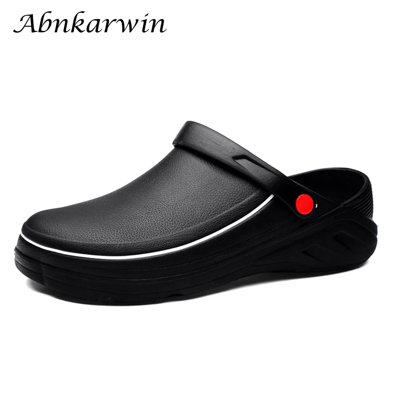 Men Women Anti-Skid Chef Shoes Clogs Garden Shoes Nurse Medical Rubber Sandals Kitchen Working Cooking Anti-skid Big Size 47 48