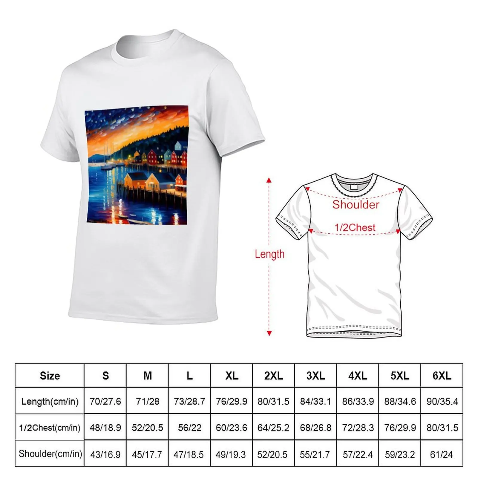 Bar Harbor, Acadia, Mount Desert Island, Maine fishing harbor coastal landscape painting T-Shirt Essential Solid Color T-Shirt