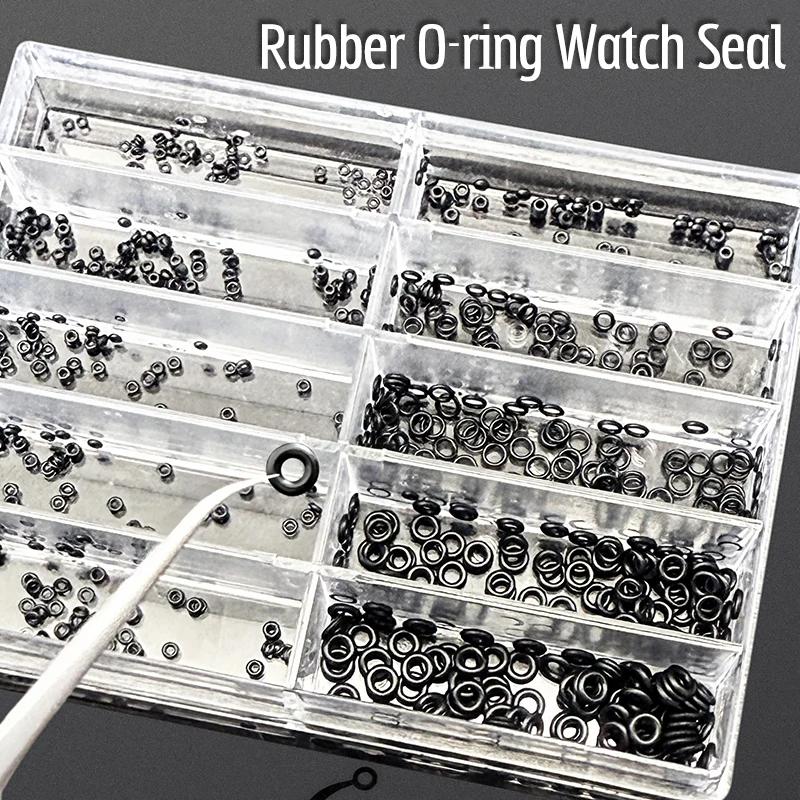 

Watch Repair O-Ring Set 500pcs Boxed, Black Mini Rubber Gaskets Waterproof Precision Crown Seals (Various Sizes) for Watchmakers