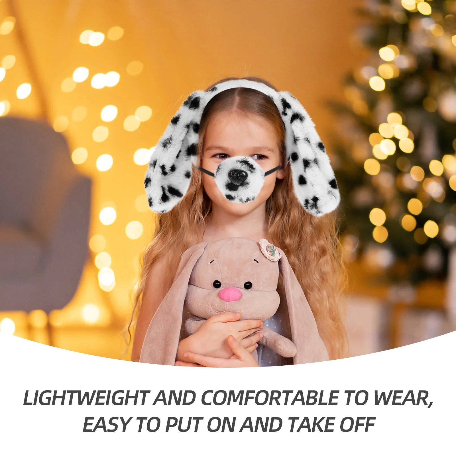 

1Set Pet Dog Costume Kit Durable Animal Cosplay Headband Bowtie Tail Party Photo Props for Cosplay Performance Festivals