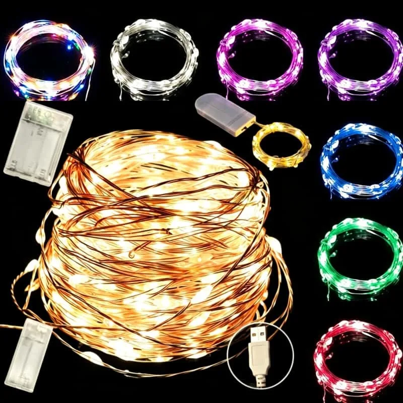 Led Fairy Lights Copper Wire String 1-30M 300LED Holiday Outdoor Lamp Garland For Christmas Tree Wedding Party Decoration