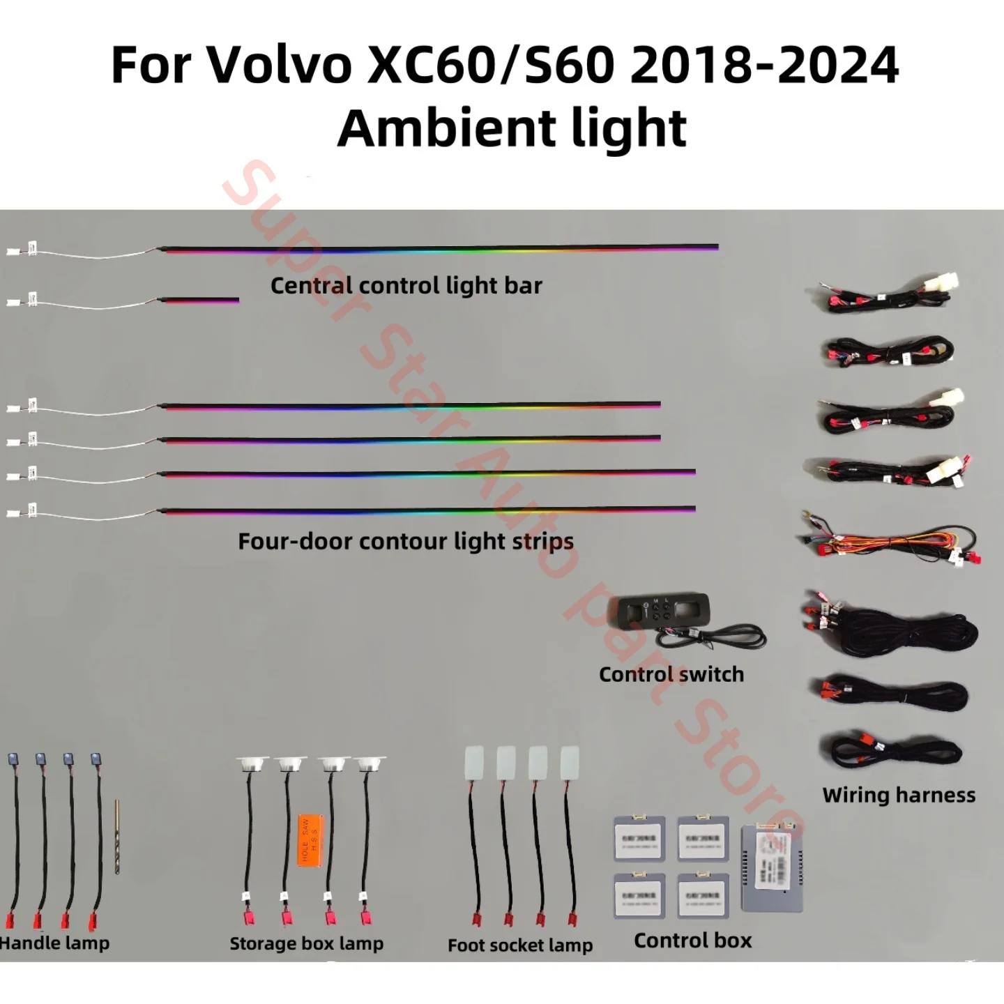 

For Volvo XC60 S60 2020-2024 LED Atmosphere Lamp Automotive interior lighting upgrade Car accessories Ambient Light Trim strip