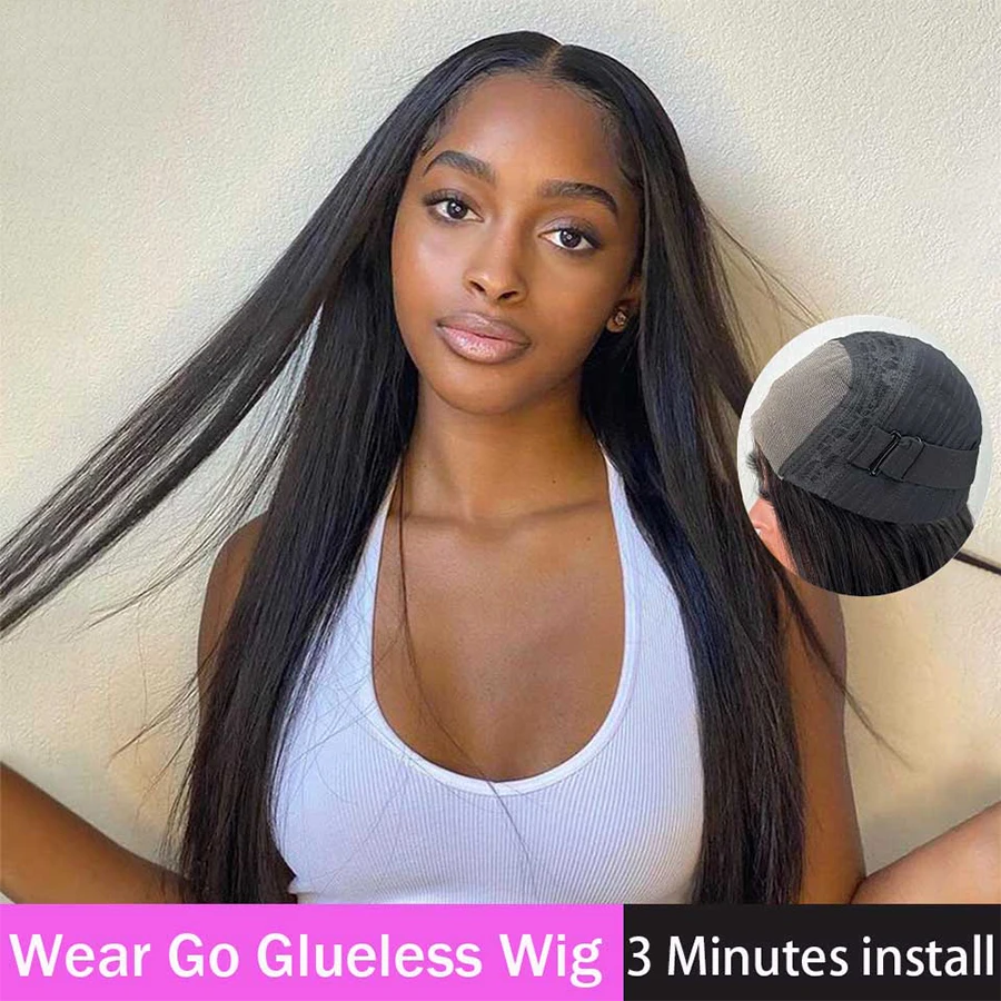 12A Ready To Wear Brazilian Lace Front Human Hair Wigs13x4 Straight Lace Frontal Wigs Pre Cut No Glue Lace Wigs Pre Plucked 180% image 4