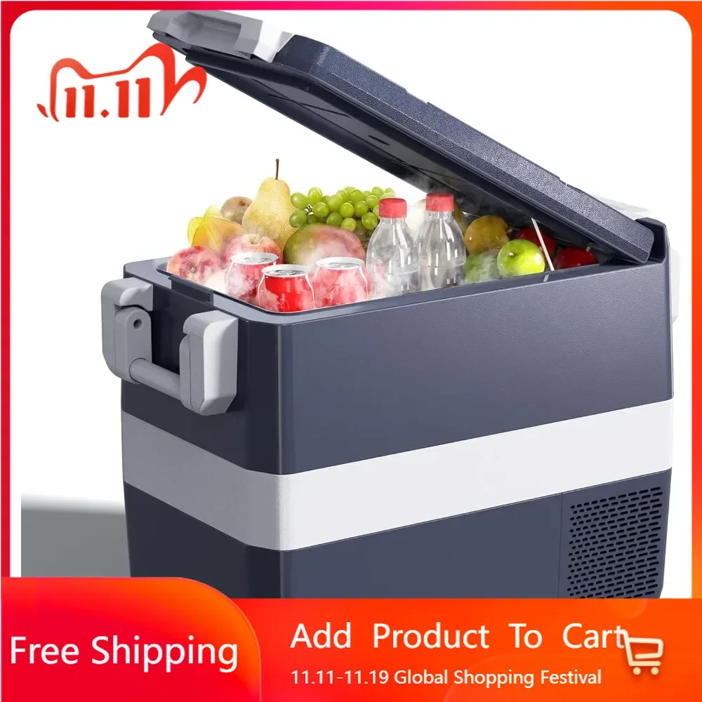 

12V car refrigerator 42QT (40L) car refrigerator electric cooler 12V/24V DC 110~240V AC, 4 ° F~68 ° F portable refrigerator