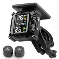 Motorcycle Tire Pressure Monitoring System Motorcycle TPMS with 2 Sensors LCD Display Wireless Solar Charging Motorbike