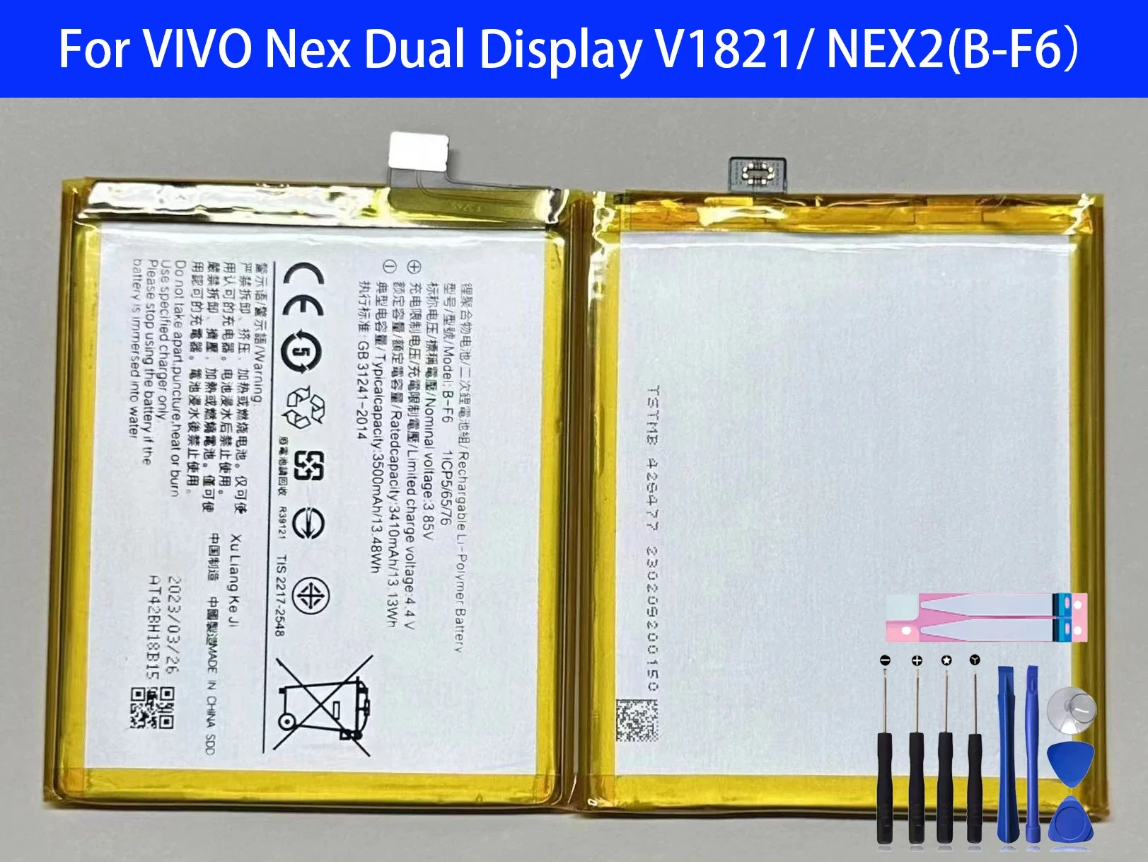 

100% Original B-F6 Replacement Battery For VIVO Nex Dual Display V1821/ NEX2 Batteries+Tools