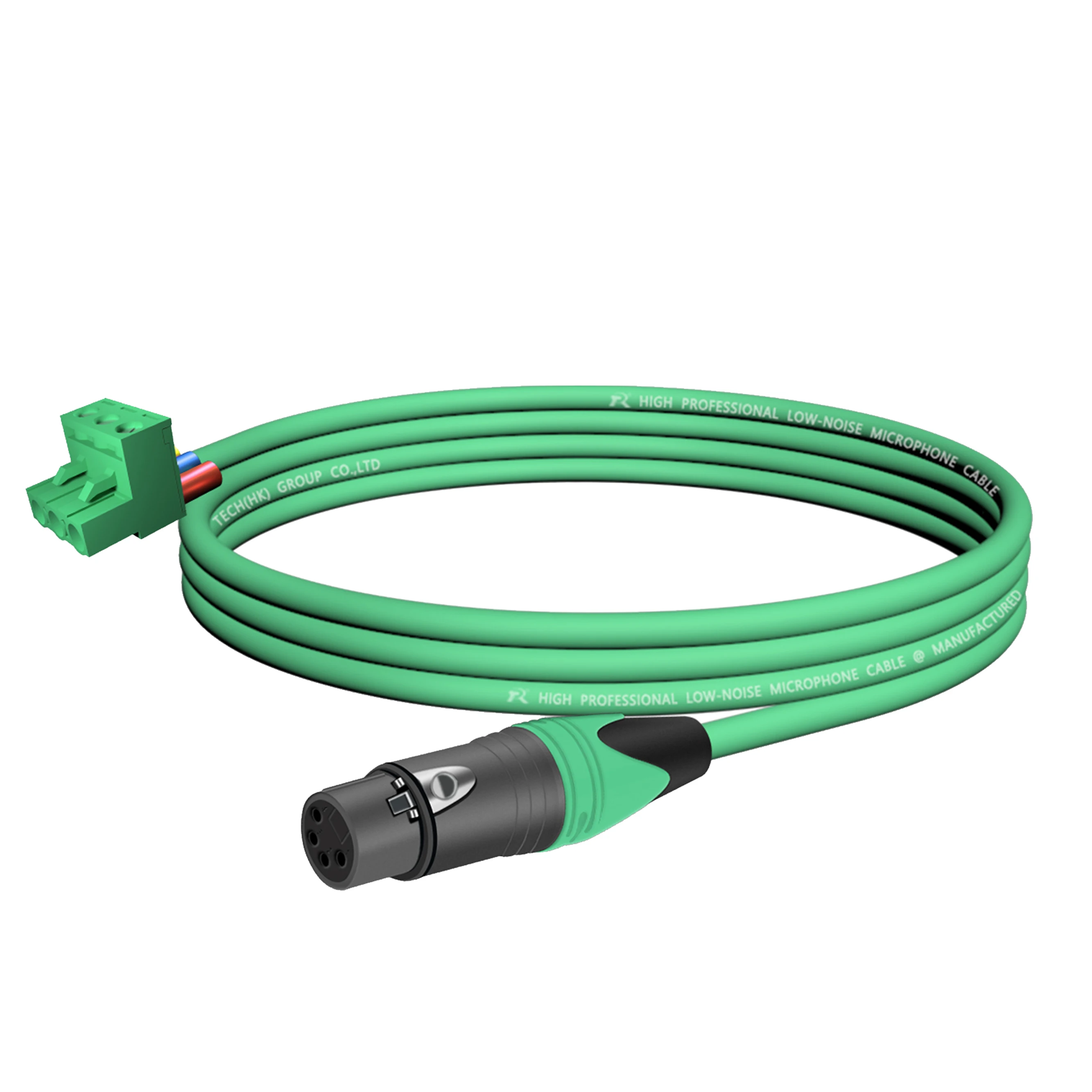 1 Stück Mikrofonkabel mit schwarzem XLR 4-Pin M/F-Stecker, grüner 3-Wege-Leiterplattenklemmenblock, professionelle Audioverbindung für Lautsprechersysteme – Detail 5