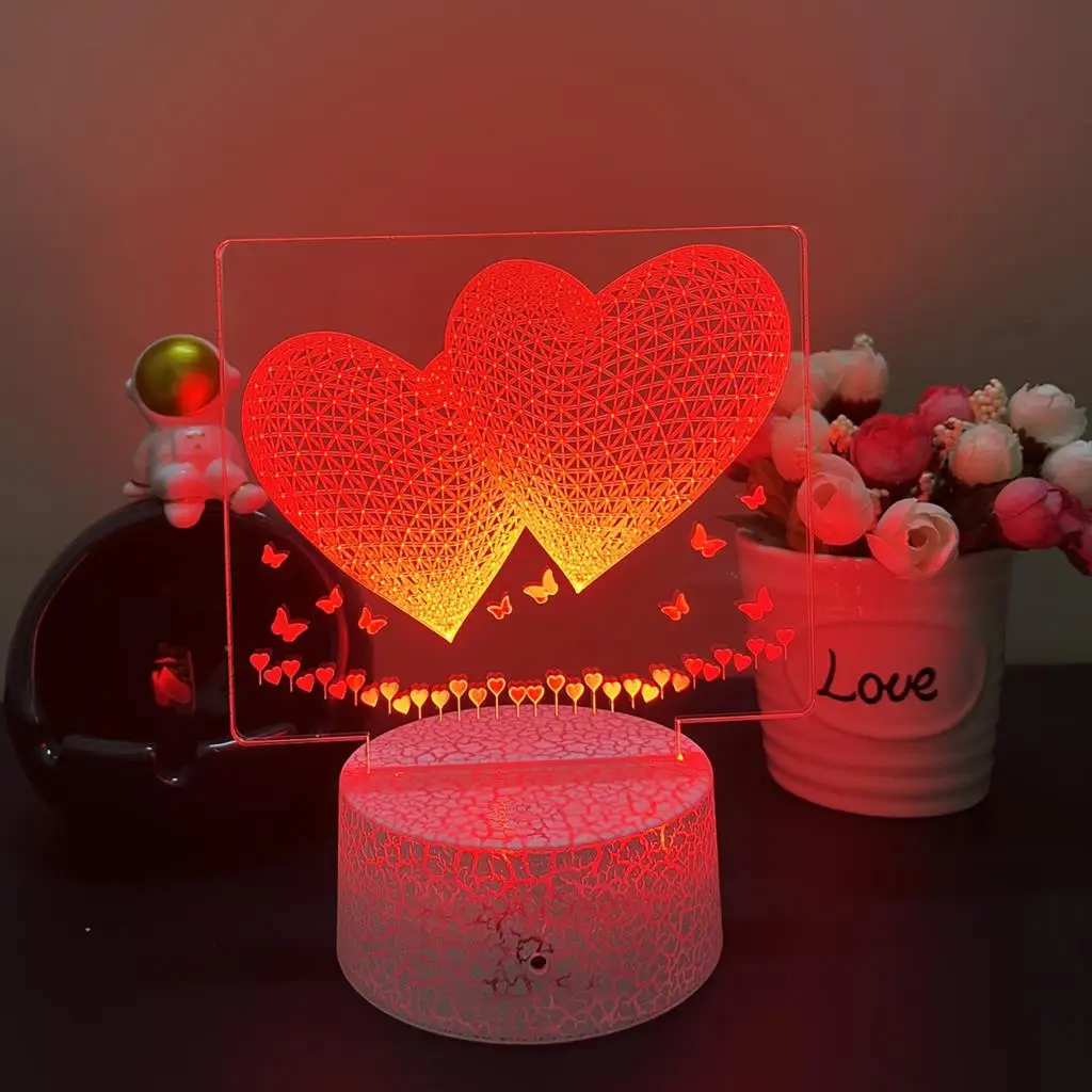 Love7 / 16 luz noturna colorida lâmpada LED 3D para decoração de quarto infantil presente de aniversário de Natal