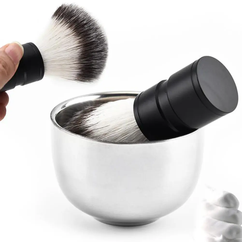 

2Pcs Premium Wet Shaving Kit with Stainless Steel Shaving Mug and Badger Hair Brush for Men Beard Softening Retro Stylish