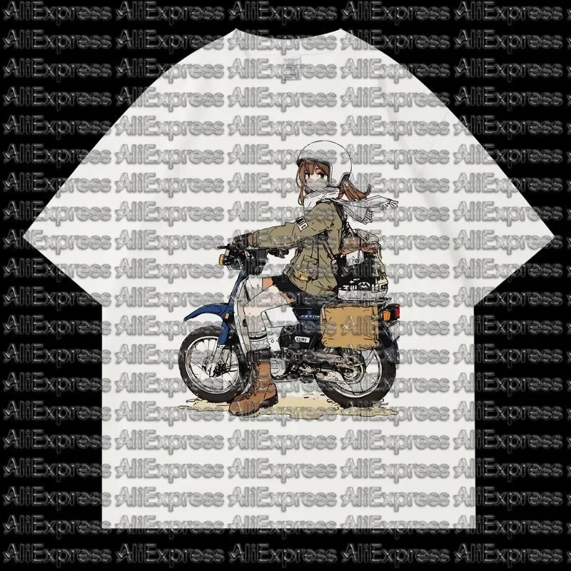 

Retro Pure Cotton Summer Loose Round Neck Short Sleeved Shirt Clothing Motorcycle Unisex Cartoon Printed T-shirt
