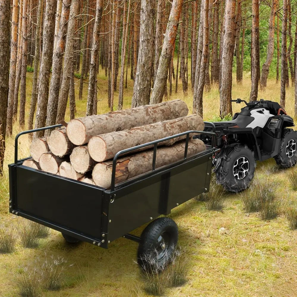 

Стальная тележка-самосвал для прицепа для квадроциклов объемом 750 фунтов со съемными боками, ручная или ножная педаль для квадроциклов, внедорожников, L