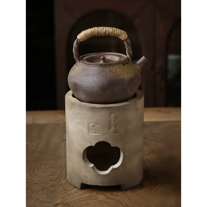 Firewood-fired pottery pot, sand chong, hand-pulled boiling water, tea poetry white mud cool stove, Chaozhou Gongfu tea stove