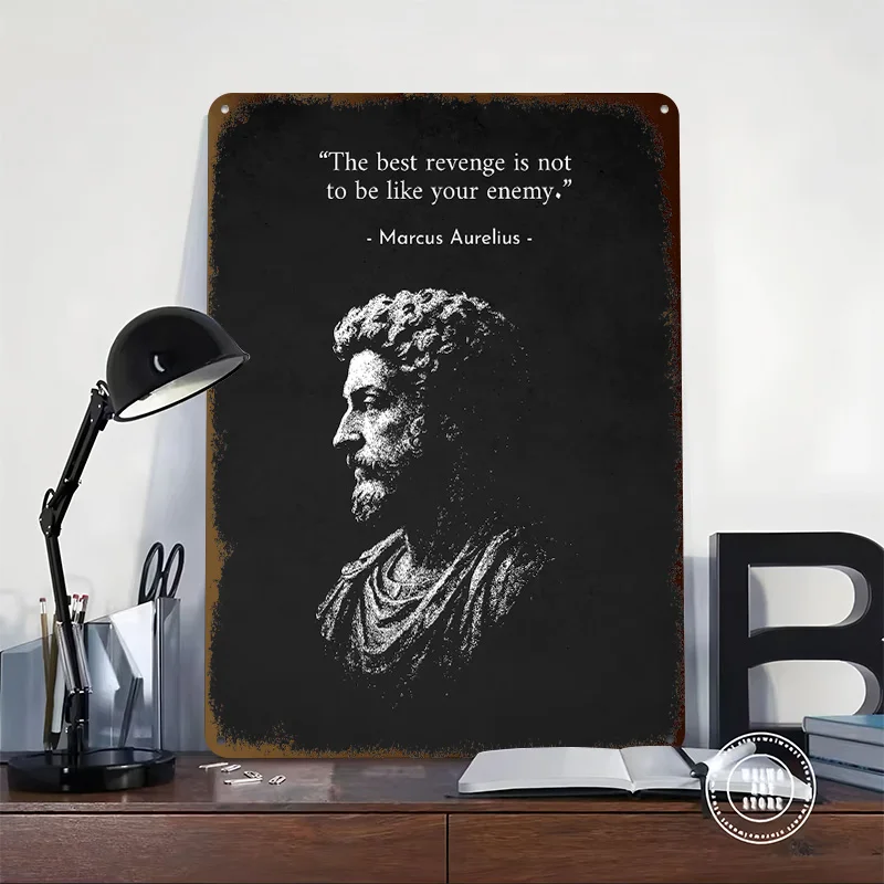 Marcus Aurelius Best Revenge Quote Tinplate Posters Customizable Wall Art Retro Vintage Metal Signs for Home Room Bathroom Decor