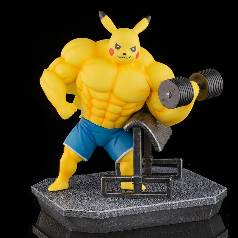 

17cm Pokemon Anime Figures Cartoon Fitness Muscle Man Charmander Bulbasuar Squirtle Action Figure Fit Model Kid Toys Gifts