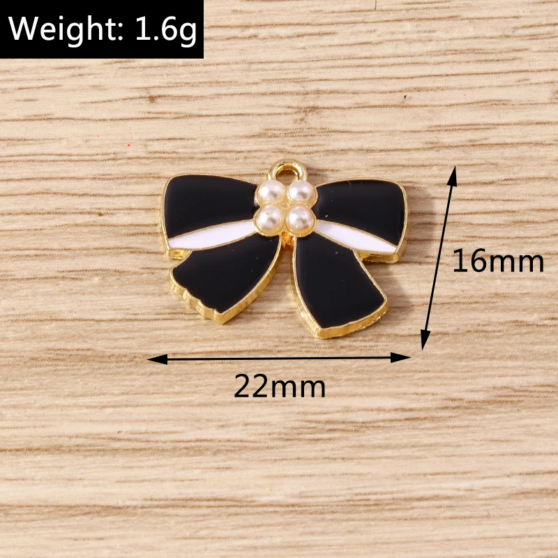 Tusember 10 Stück zufällig gemischte Emaille-Anhänger mit Schleifenmotiv für Taschen und Schuhe, für die Schmuckherstellung, Ohrringe, Halsketten, DIY-Armbänder und Zubehör – Detail 18