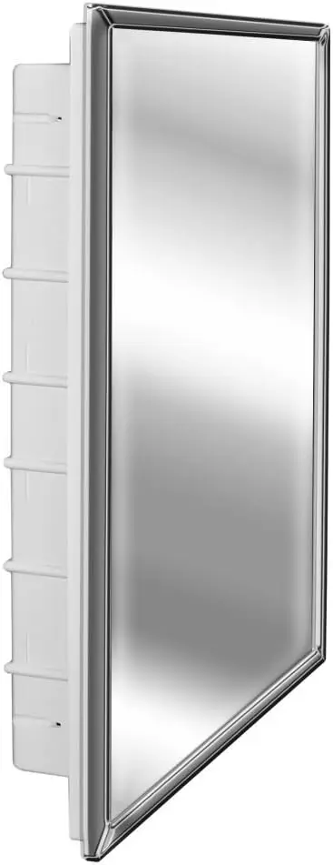 

11-1-26-32 Regulus Frame Recessed Mount Medicine Cabinet-Reversible for Left/Right , 26"L x 16"W, 6 , Chrome Speaker Clear box