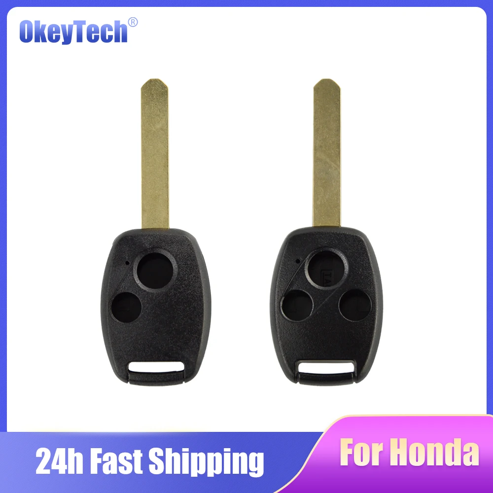 OkeyTech 2/3 Button Uncut Blade Remote Car Key Shell For Honda Fit Accord Civic CRV Pilot Insight Jazz HRV Fob Case Cover