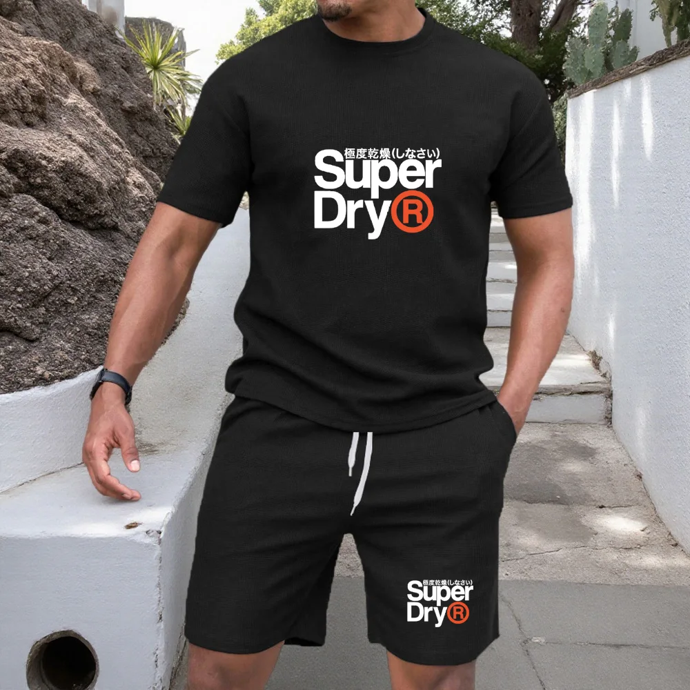 

Summer men's set: Round-neck short-sleeved T-shirt, five-inch shorts, fashionable, casual, fitness, and slimming two-piece outdo