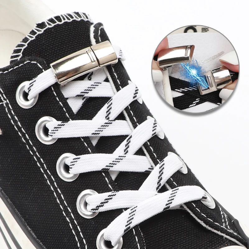 

24 Colors Elastic Shoelaces For Sneakers Magnetic Shoe Laces Without Ties 8MM Widened Flat Safety Fast Lazy Shoes Lace Unisex