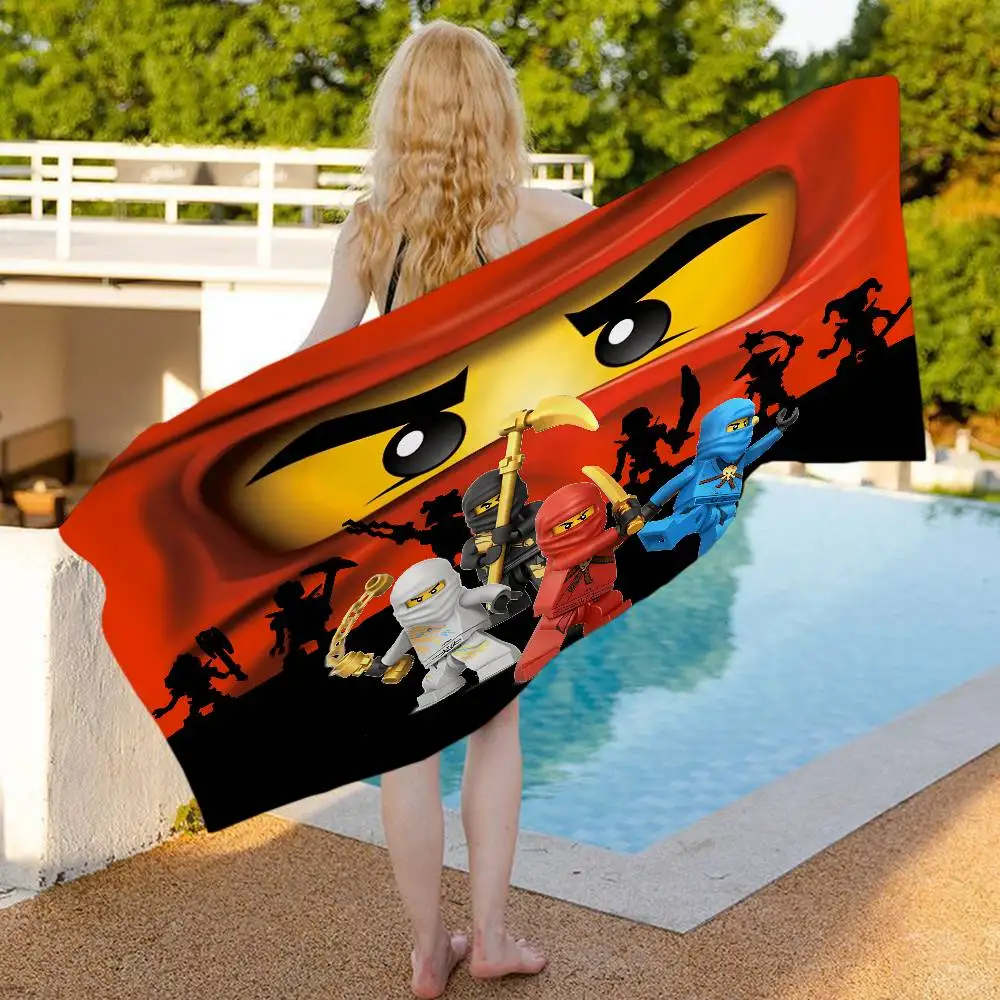 Пляжное полотенце с мультяшным принтом N-Ninjago, красочные банные полотенца для девочек, из микрофибры, быстросохнущие, без песка, для пляжа, йоги, спа, спортзала, бассейна