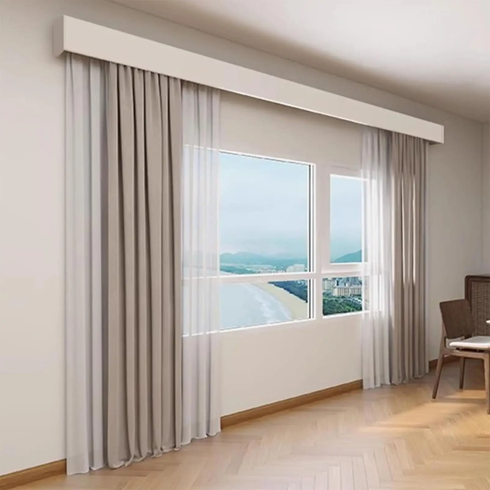 Window Cornice Valance Box Without Rail, Wall Mounted Decorative Curtain Pelmet Panel with Brackets, Customized Length