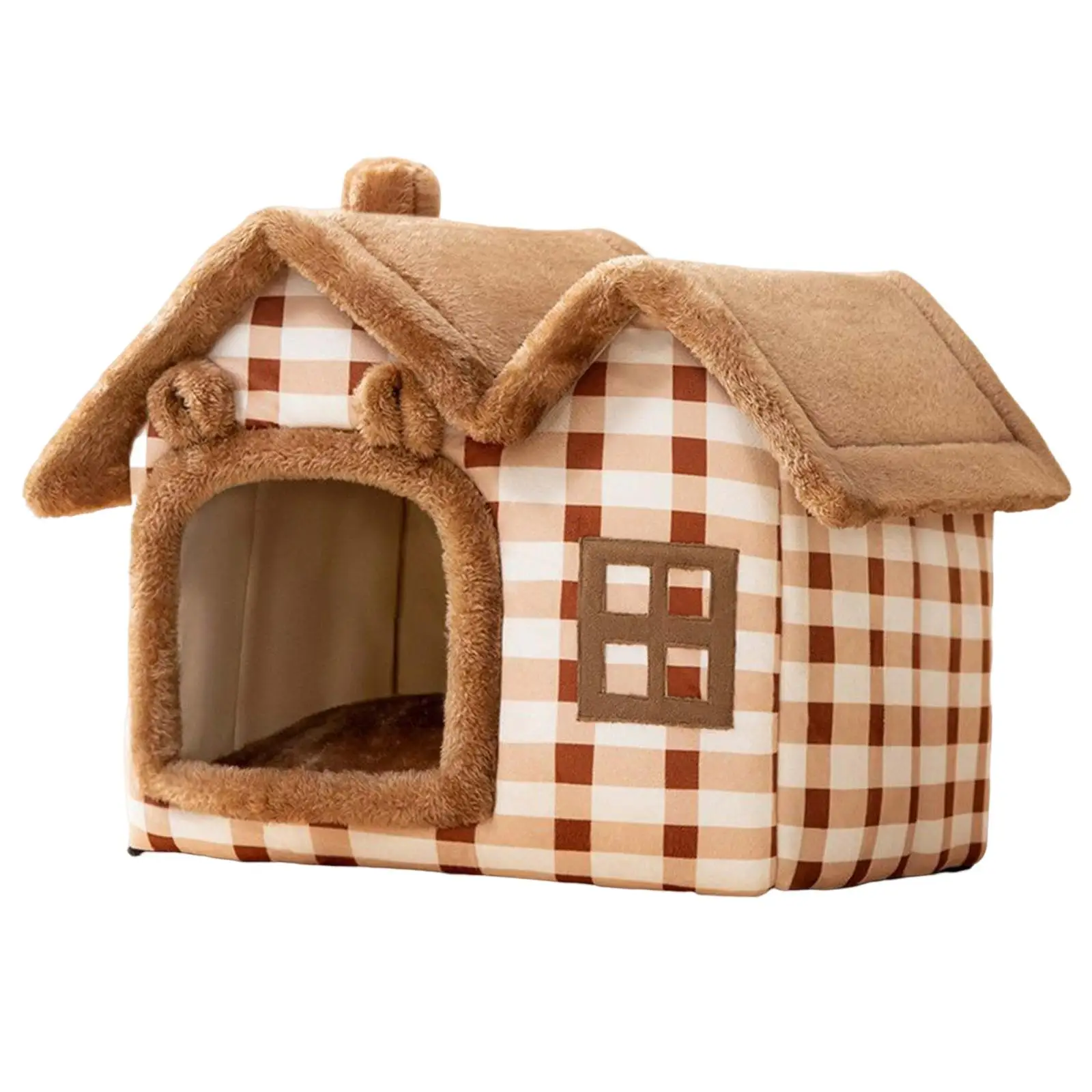 Soft Double Roof Houses Cat Sleeping Bed for Small Medium Large Dogs Cat