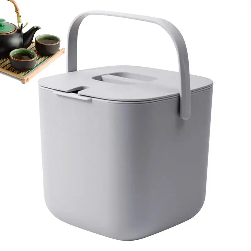 

Tea slag bucket tea 6.5L portable tea waste storage container tea bucket trash can with lid handle for home kitchen cleaning