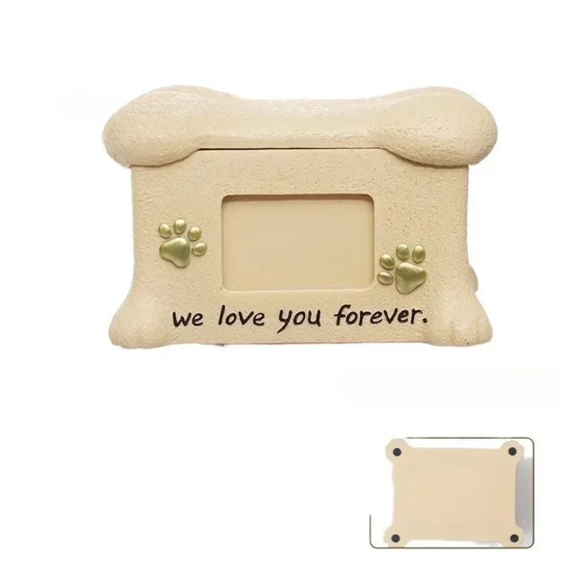 Pet urn cat puppy pet funeral box commemorative box animal resin jar with photo frame missing preservation