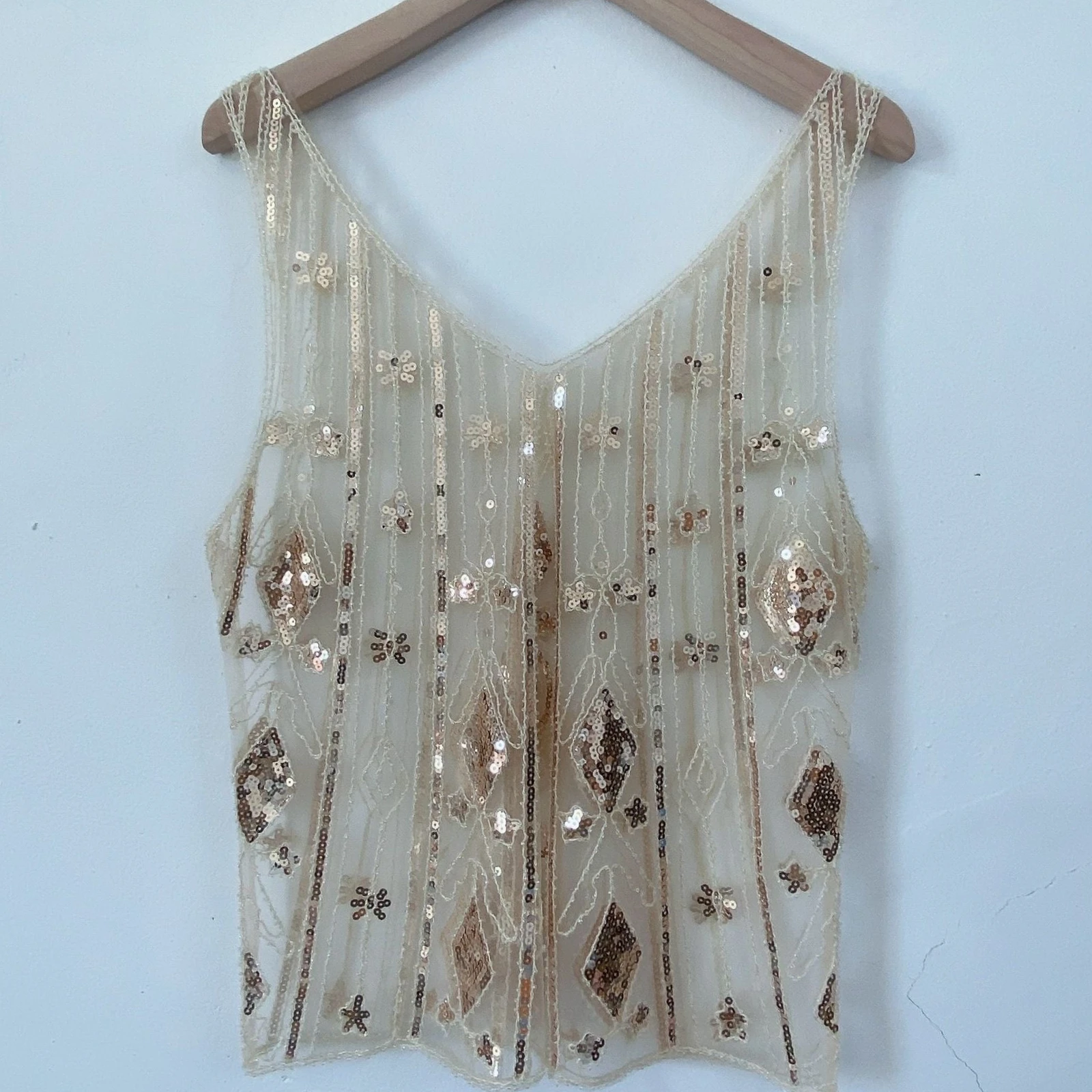 Hollow Out Women Lace tanks   Women mesh Tops Bling Bling Gold Sequins Camis