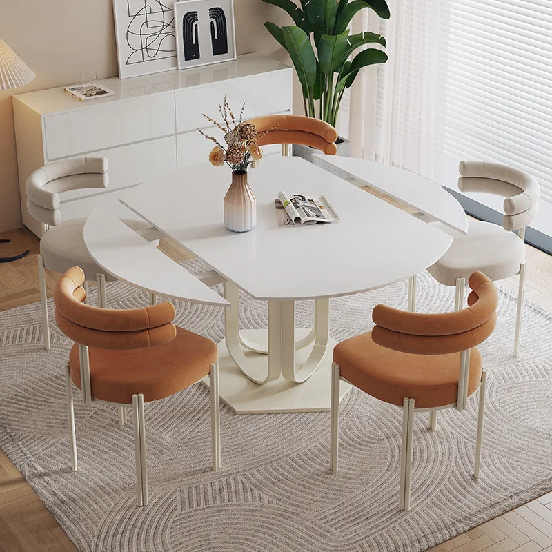 

modern simple light luxury, telescopic folding dining table, variable round table, dining table and chair combination