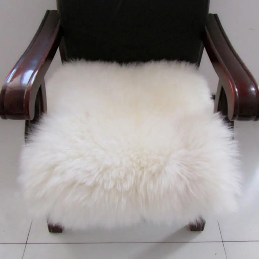 Fluffy Round Sheepskin Rug Plush Baby Crawling Pad for Kids Play Mat Nursery Room Cozy Furniture