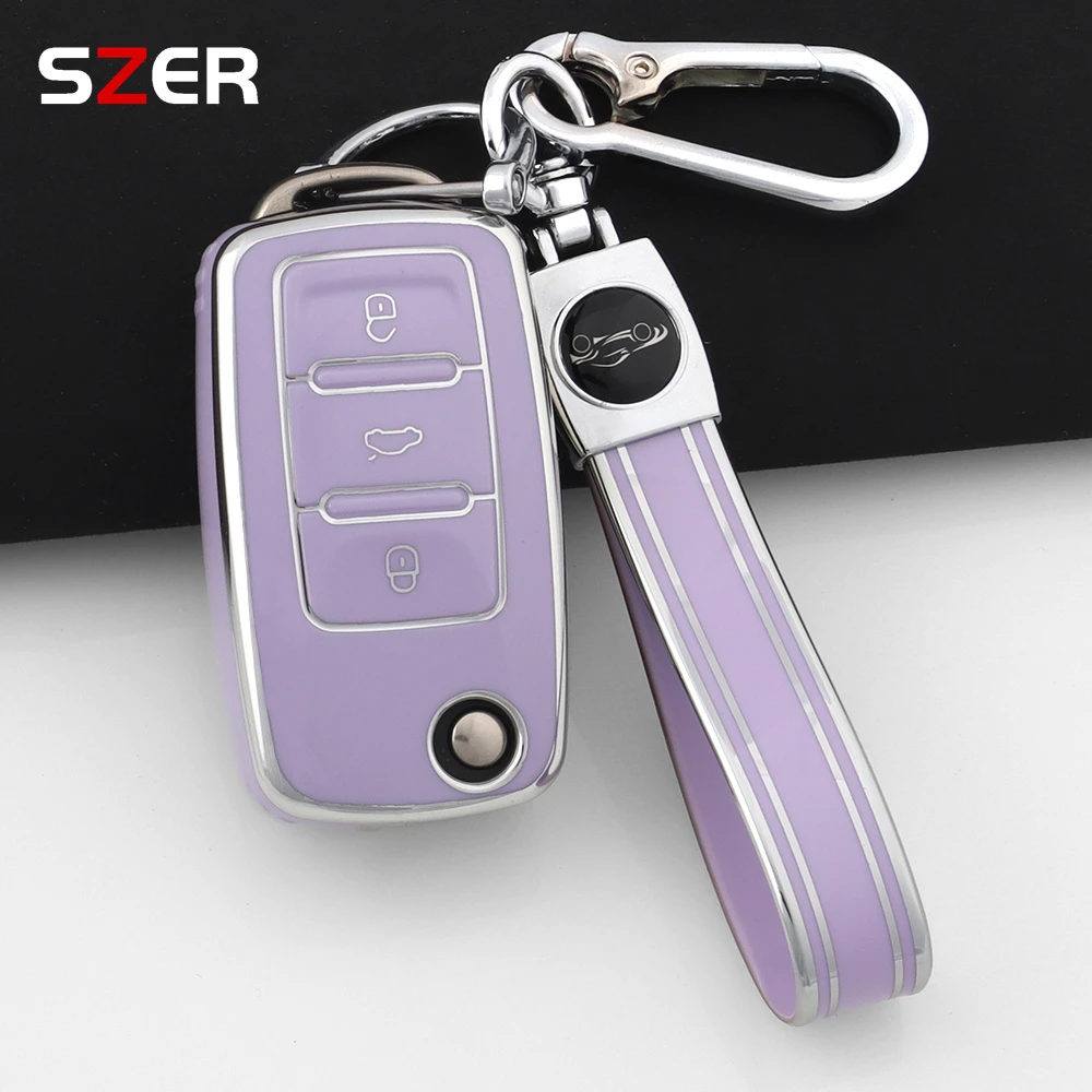 

2 3-кнопочный чехол для автомобильного ключа из ТПУ, держатель для ключей, брелок для VW Volkswagen Polo Tiguan Passat Golf Jetta Lavida Skoda Octavia
