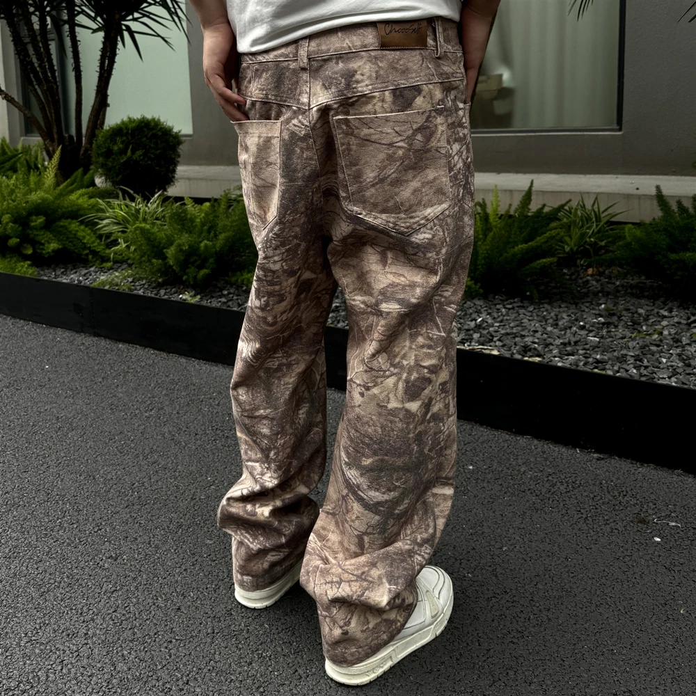 Frog Drift Fashion Streetwear Camouflage Printed Vintage Clothing Casual Loose Casual Cargo Pants Trousers For Men Unisex