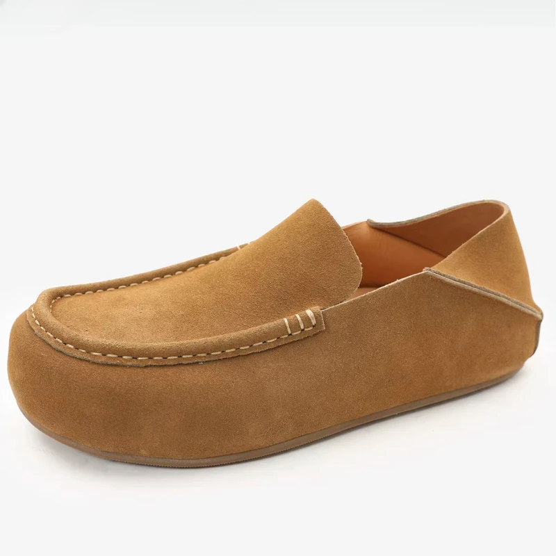 

Мужские лоферы из натуральной кожи на толстой подошве, удобные, без задника, для весны/лета, европейский стиль