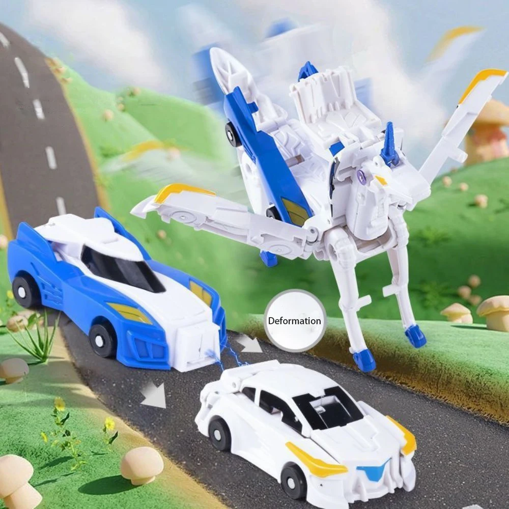 Neues geflügeltes Pegasus-Auto verwandelt sich in ein Einhorn-Spielzeug, Trägheits-Schiebe-Kunststoff-Automodell, Kinderspielzeug, verformt