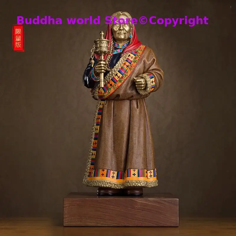 

LARGE christmas Buddhism HOME High grade Collection ART Tibetan elderly scripture prayer wheel handmade copper Christmas