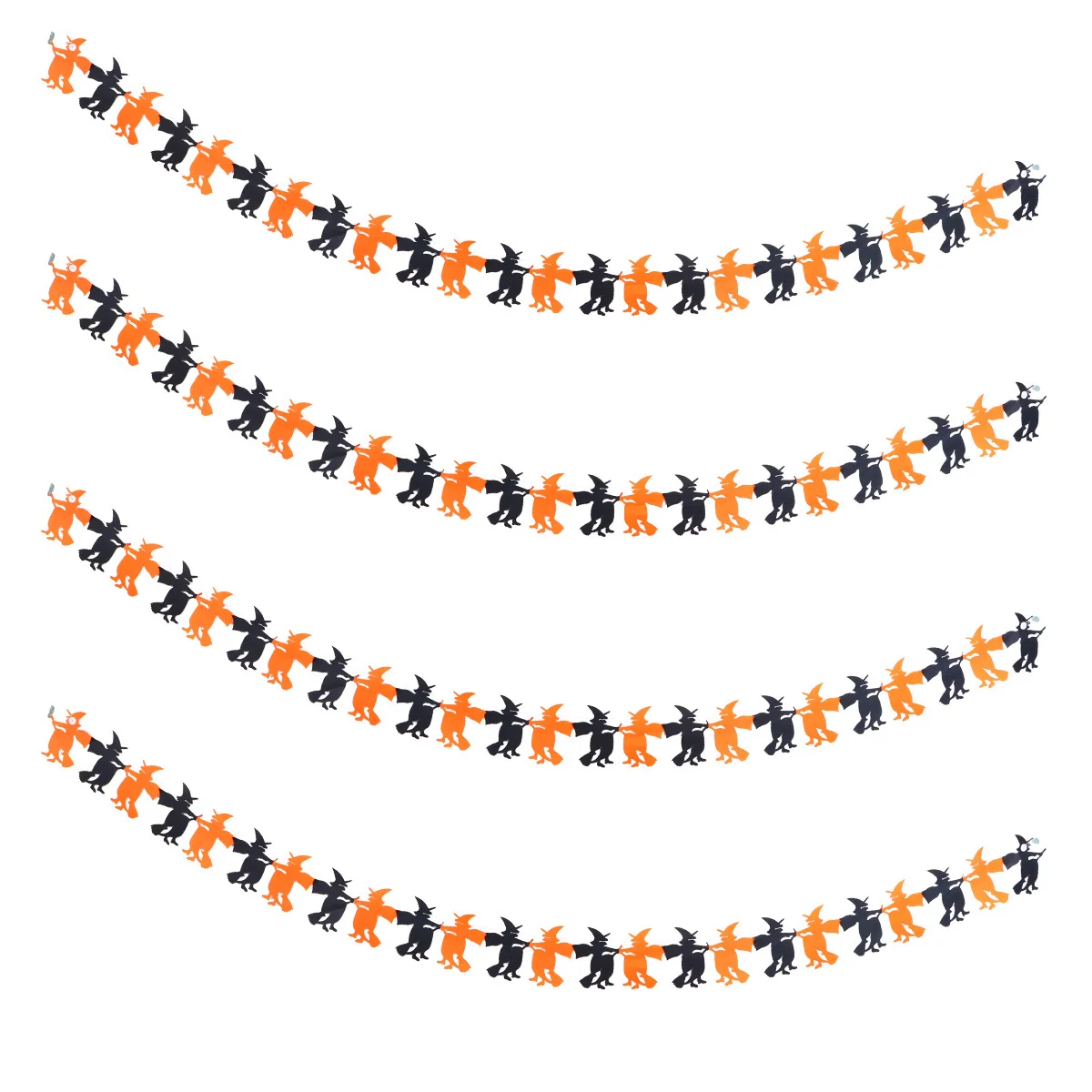 

4Pcs Witch Bunting Party Decoration Banner Scary Pattern Design Special Cut Shape Exquisite Paper Cutting Bright Colors Happy