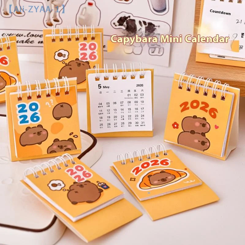

【ZYAA-1】Cartoon Capibara Desktop Mini Desk Calendar Clock In Program Student Rewards Creative Gifts June 2025-December 2026