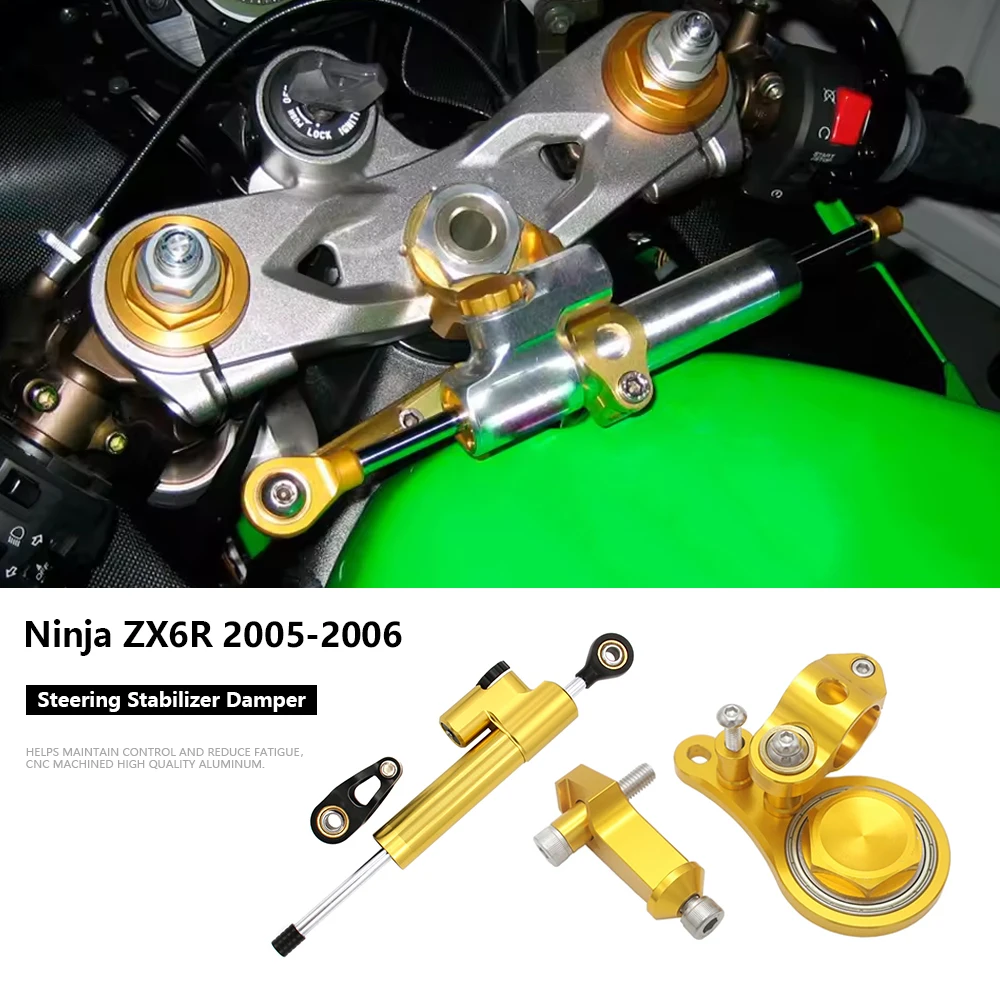 

New Motorcycle Steering Damper Stabilizer with Bracket For Kawasaki ZX6R 636 2005 2006 Accessories Steering Stabilizer Damper